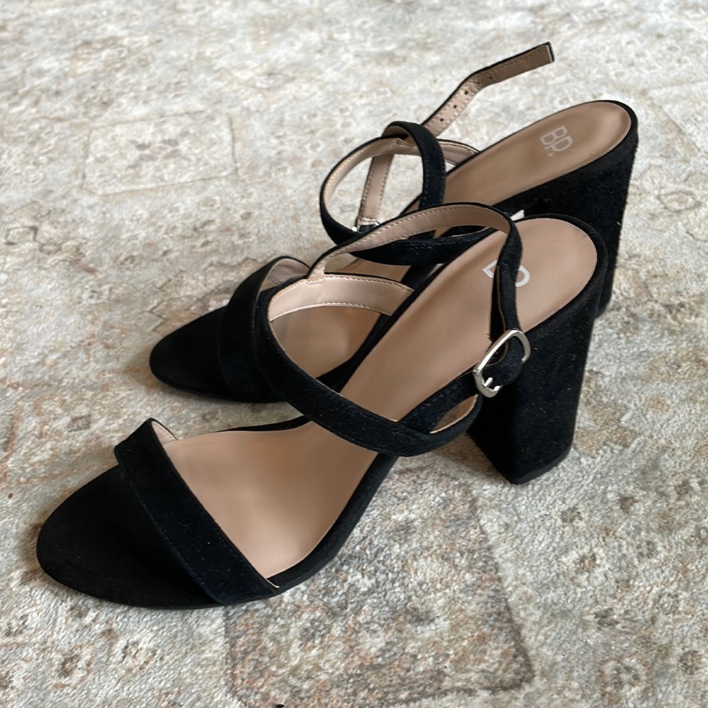 BP suede black block heel, brand new, never worn